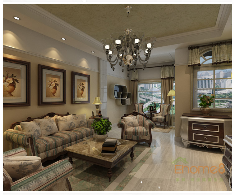 歐式客廳吊燈裝修效果圖.