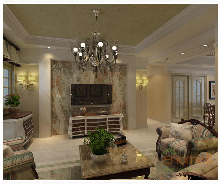 歐式客廳吊燈裝修效果圖1