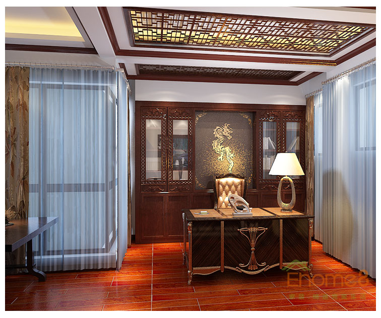 大美天第書房書桌效果圖