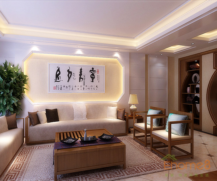 東岸花園書香韻味客廳裝修效果圖