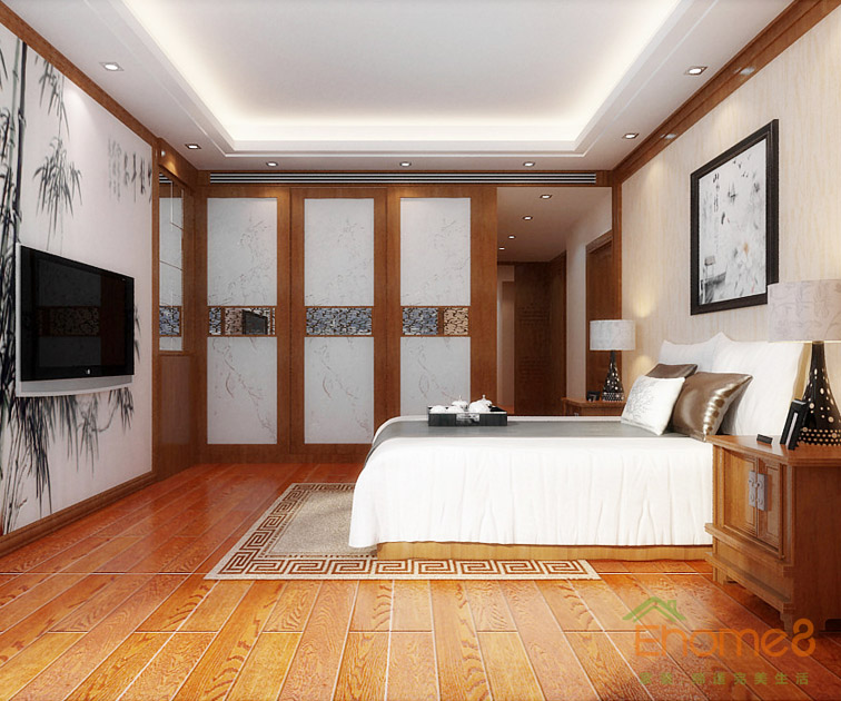 東岸花園書香韻味臥室裝修效果圖1