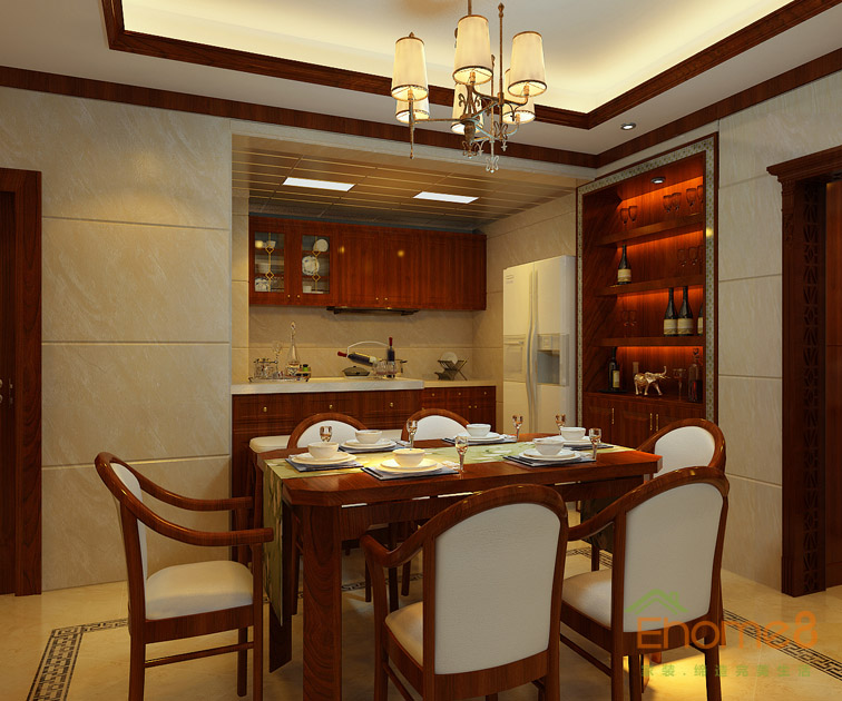 東岸花園中式風格餐廳餐桌裝修效果圖2.jpg