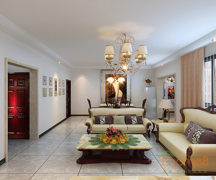 東郡躍層客廳全景圖裝修效果圖