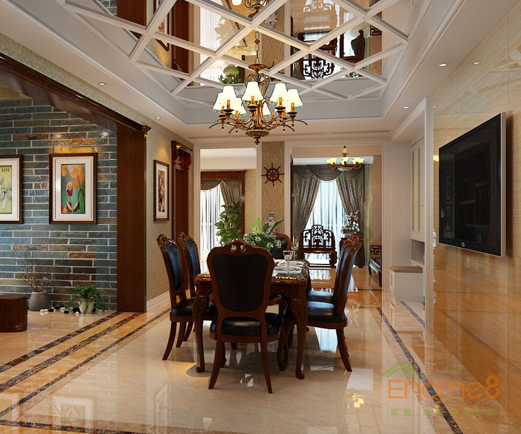 東郡三房一廳113平米客廳裝修效果圖2