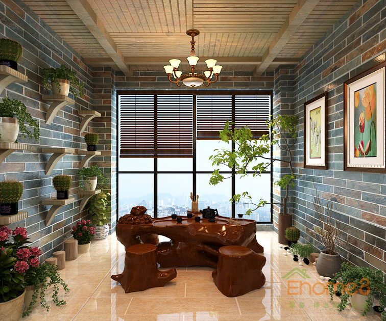 東郡三房一廳113平米茶幾裝修效果圖1