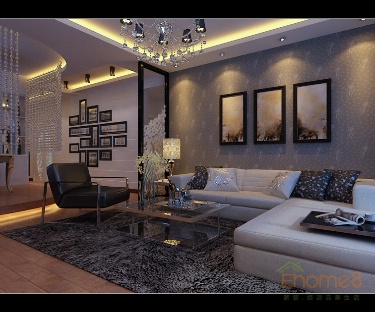 歐式風格客廳沙發(fā)掛畫效果圖