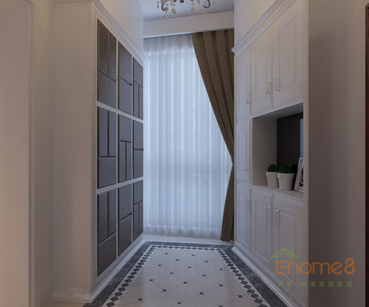 東郡現(xiàn)代小清新風格113平米儲物柜裝修效果圖1