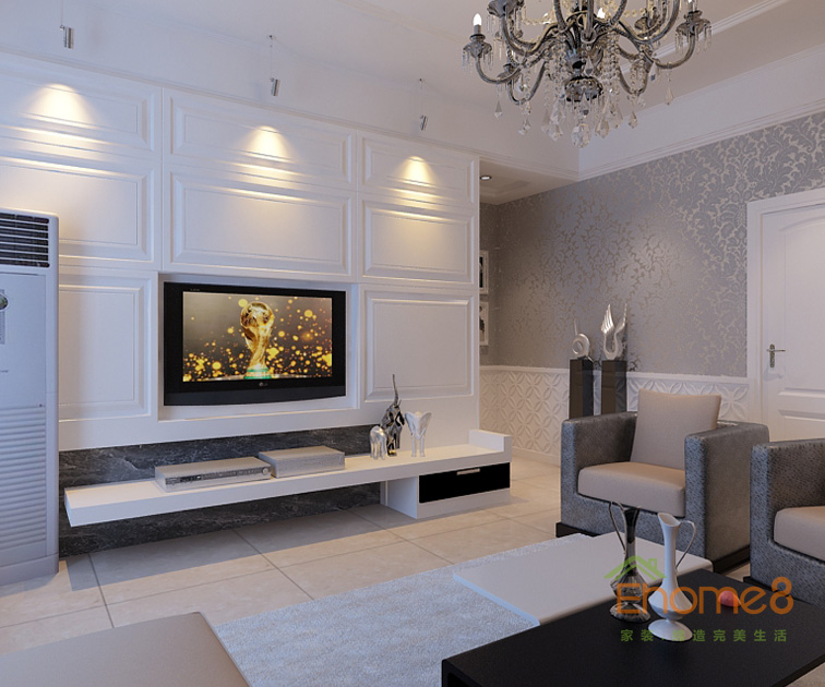 東郡現(xiàn)代小清新風格113平米客廳裝修效果圖2