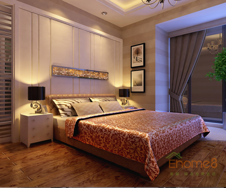 東郡現(xiàn)代小清新風格113平米主人房裝修效果圖1