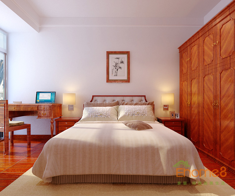 東郡中式風(fēng)格132平米臥室裝修效果圖1