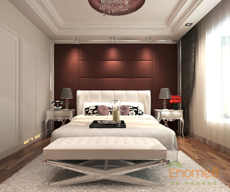 鳳嶺一號(hào)68平米兩房一廳歐式高雅經(jīng)典主人房裝修效果圖1