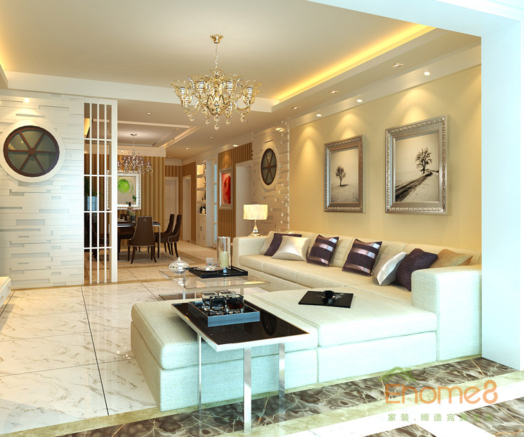 兩房一廳歐式經(jīng)典客廳裝修效果圖1