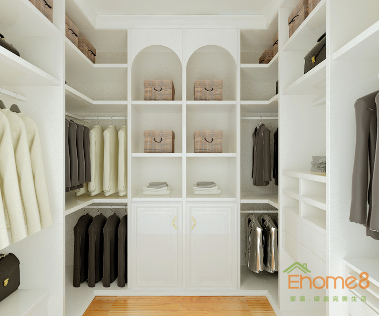鳳起新都72平米法式風(fēng)格純白衣柜裝修效果圖1