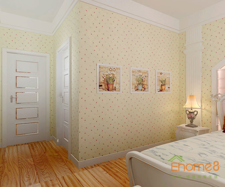 鳳起新都72平米法式風(fēng)格臥室掛畫裝修效果圖1