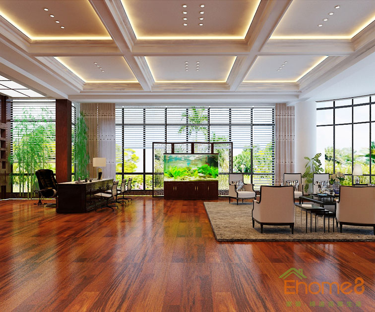 田園風(fēng)自由舒適辦公室大廳裝修效果圖12