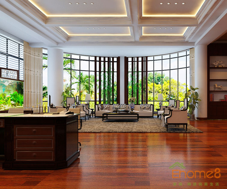 田園風(fēng)自由舒適辦公室大廳裝修效果圖12345