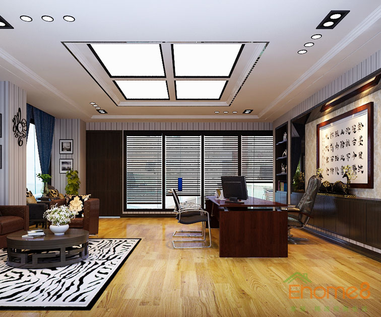 中式簡單舒適總經理辦公室裝修效果圖12