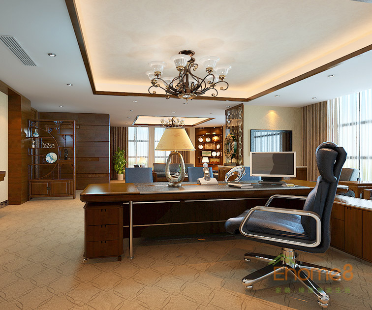 歐式氣派董事長(zhǎng)辦公室裝修效果圖12.jpg