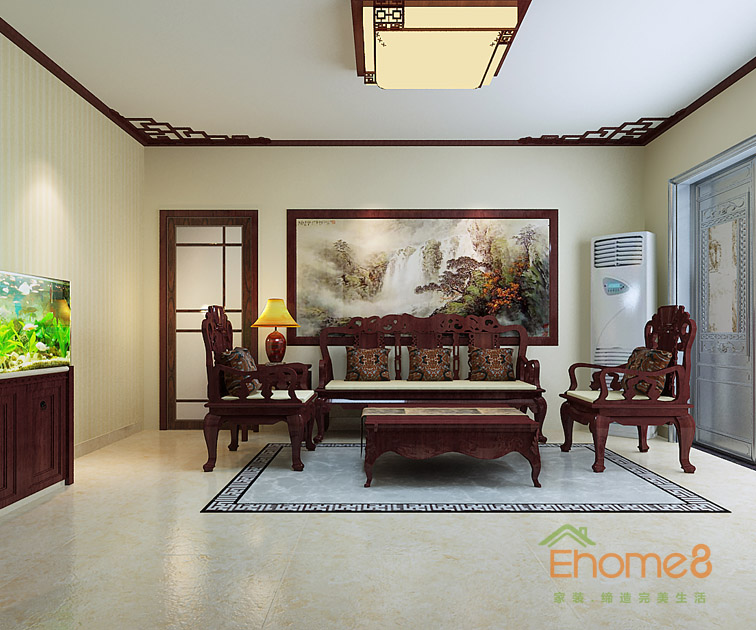 兩房一廳78㎡田園風格客廳裝修效果圖1