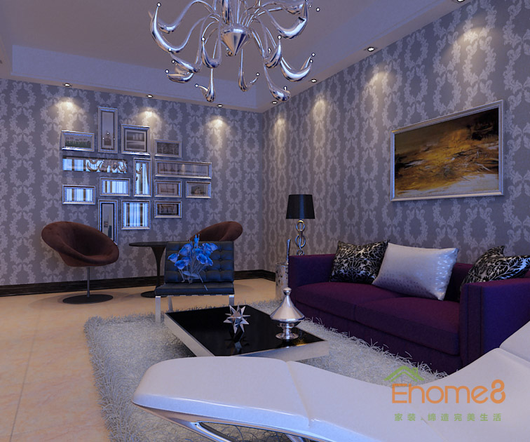 兩房一廳82㎡美式風(fēng)格客廳裝修效果圖11