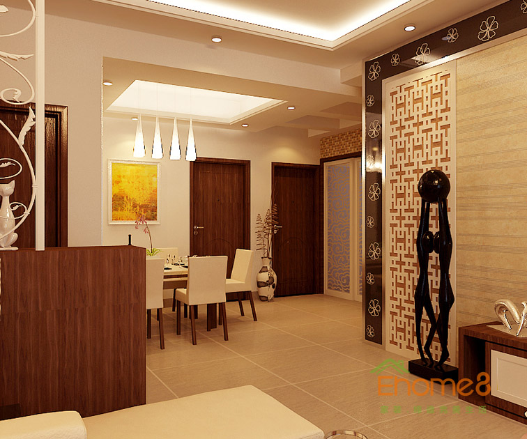 兩房一廳88㎡現代風格餐廳過道裝修效果圖1