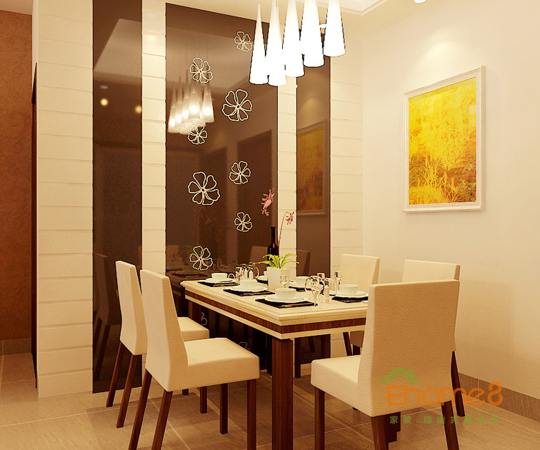 兩房一廳88㎡現代風格餐廳裝修效果圖1