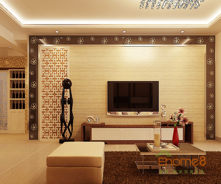 兩房一廳88㎡現代風格客廳裝修效果圖12