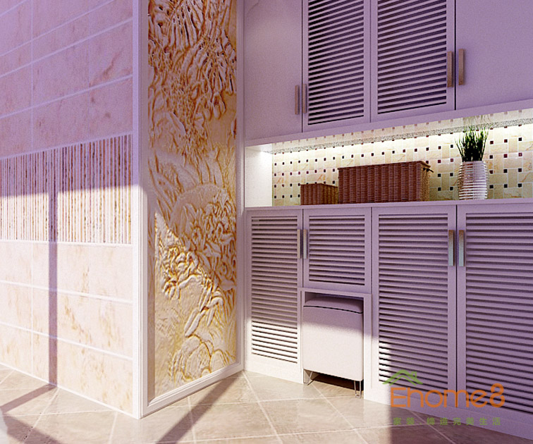 65㎡兩房一廳現(xiàn)代簡(jiǎn)約風(fēng)格儲(chǔ)物柜裝修效果圖1