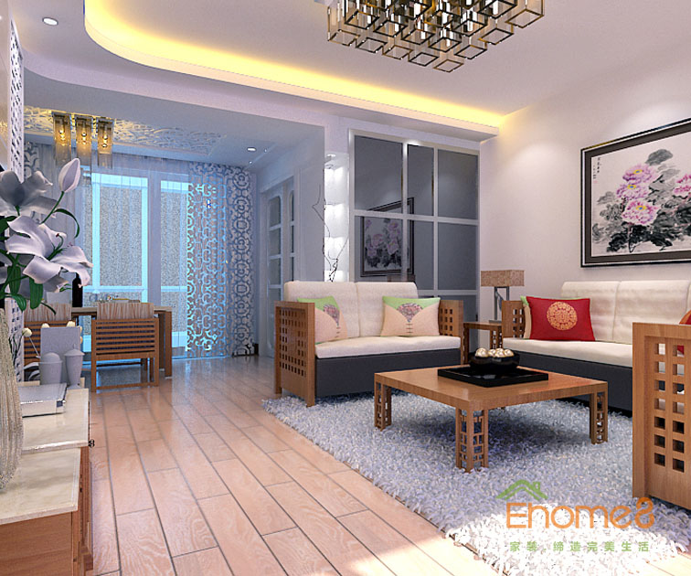 65㎡兩房一廳現(xiàn)代簡(jiǎn)約風(fēng)格客廳裝修效果圖123