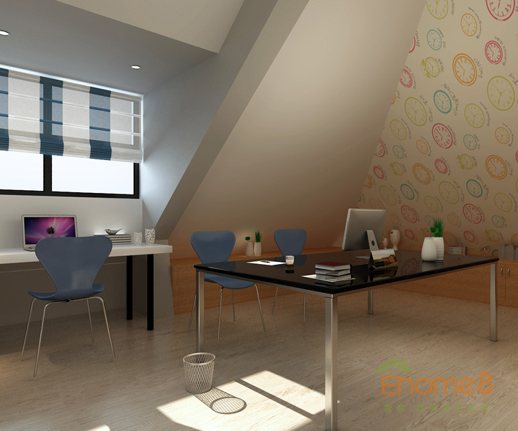 165㎡躍層美式風格書房裝修效果圖12