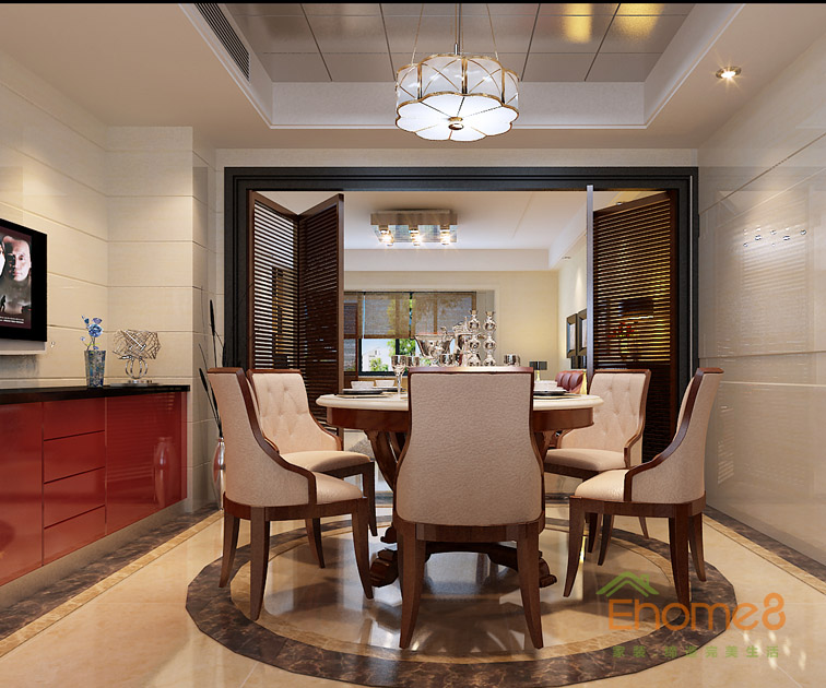 73㎡兩房一廳法式風格餐廳裝修效果圖12