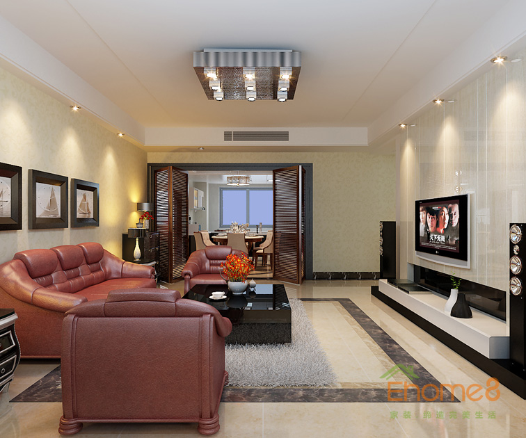 73㎡兩房一廳法式風格客廳裝修效果圖12