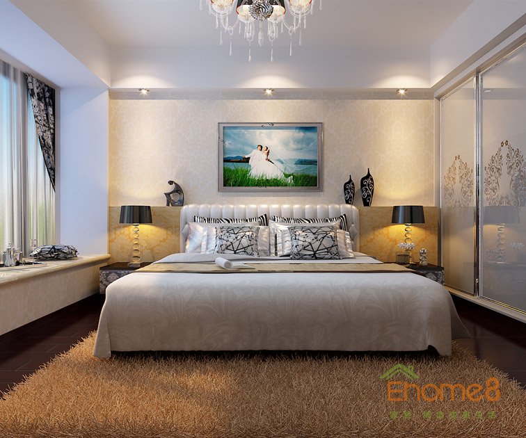 73㎡兩房一廳法式風格臥室裝修效果圖1