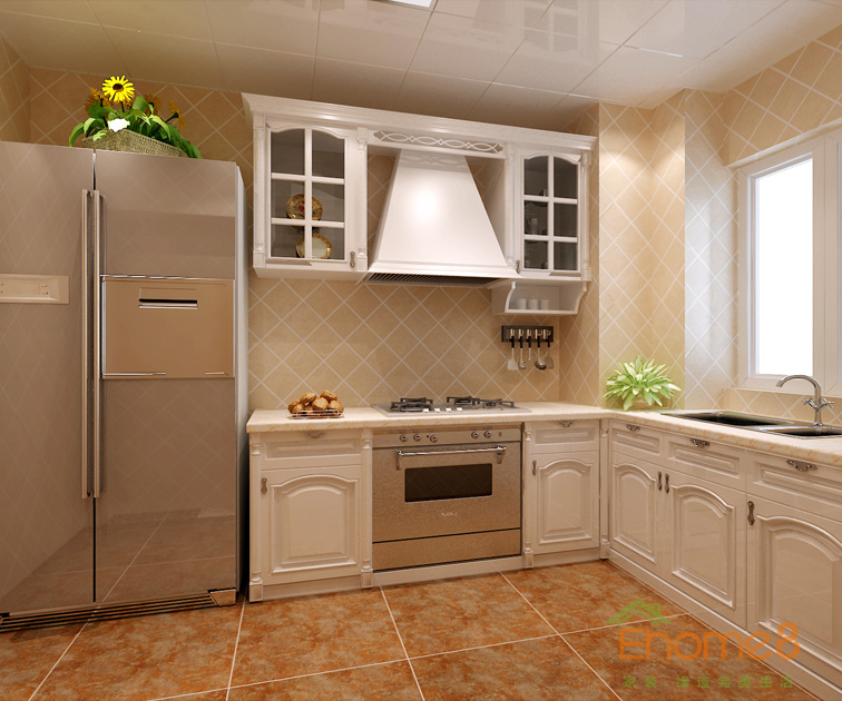 73㎡兩房一廳歐式風(fēng)格廚房裝修效果圖1