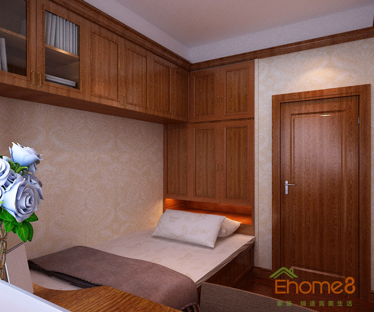 97㎡三房一廳中式原木風格次臥裝修效果圖11