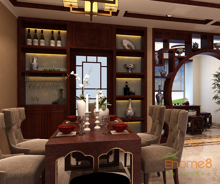 108㎡三房一廳中式風格餐廳裝修效果圖69.jpg