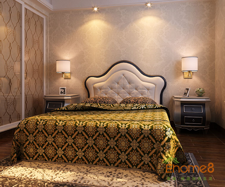 108㎡三房一廳法式風(fēng)格老人房裝修效果圖