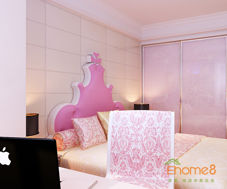 108㎡三房一廳法式風(fēng)格女兒房裝修效果圖