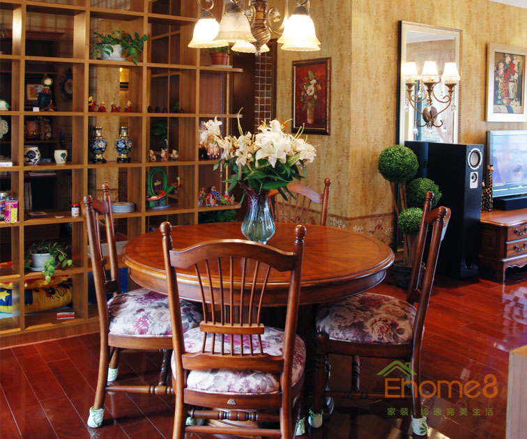 93㎡三房一廳田園風格餐廳裝修效果圖