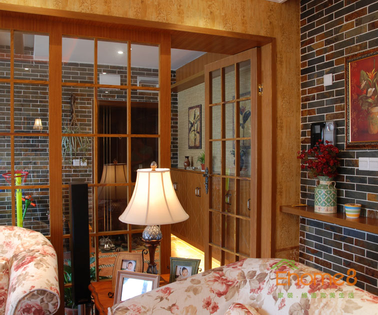 93㎡三房一廳田園風格客廳一角裝修效果圖