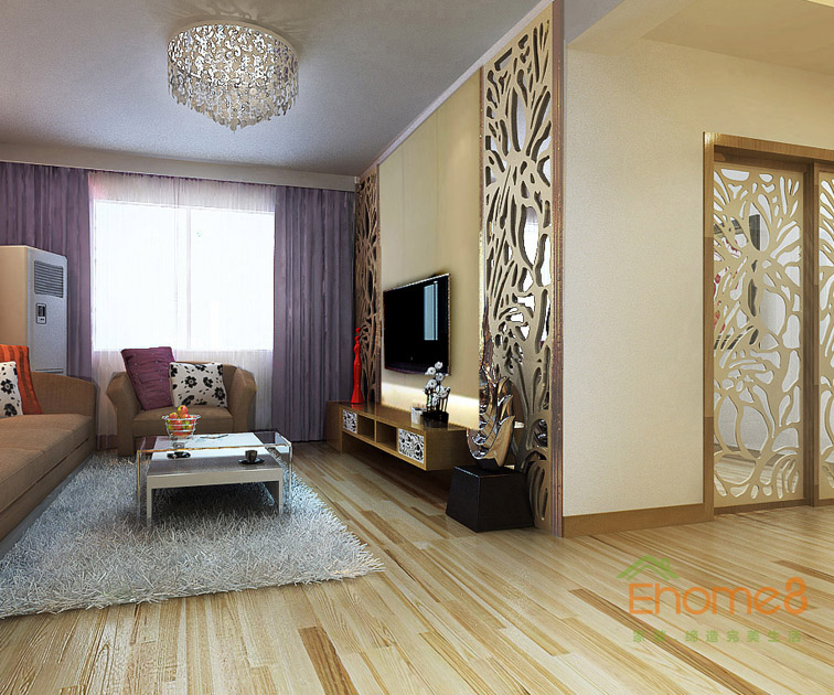 63㎡兩房一廳現(xiàn)代簡(jiǎn)約風(fēng)格客廳裝修效果圖