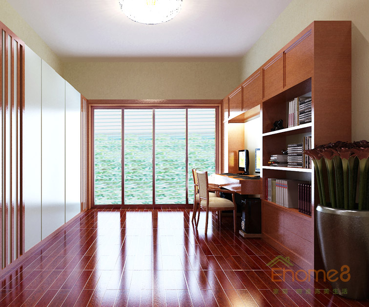 119㎡三房一廳中式風格書房裝修效果圖