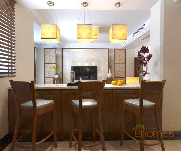 139㎡復(fù)式中式簡(jiǎn)約風(fēng)格餐廳吧臺(tái)裝修效果圖