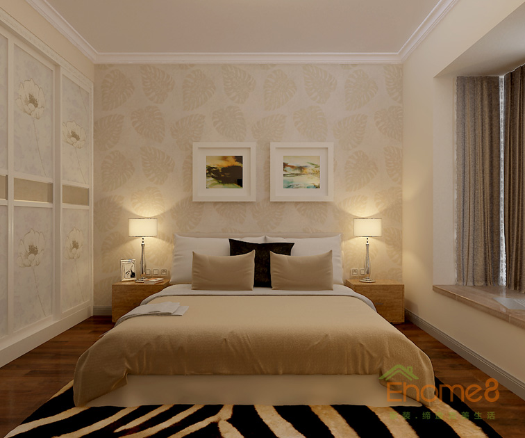 112㎡三房一廳歐式風格主臥裝修效果圖