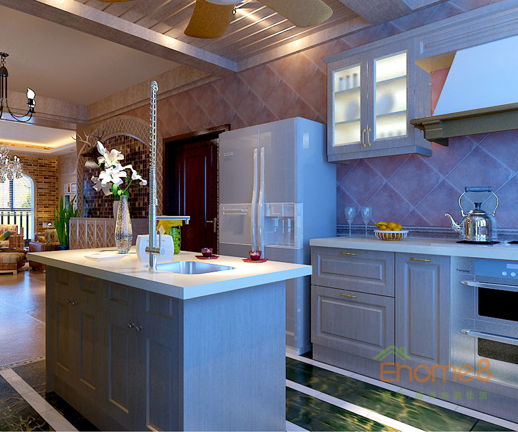 72㎡兩房一廳地中海風(fēng)格廚房裝修效果圖