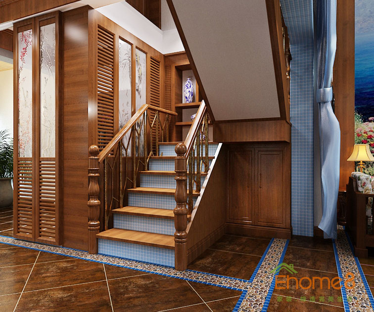168㎡躍層地中海原木風(fēng)格樓梯裝修效果圖222.jpg