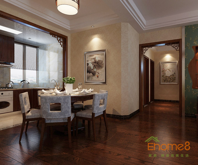 106㎡三房一廳中式風格餐廳裝修效果圖