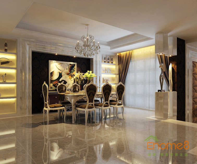 186㎡躍層歐式風(fēng)格餐廳裝修效果圖