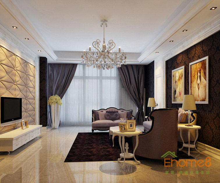 186㎡躍層歐式風(fēng)格客廳裝修效果圖