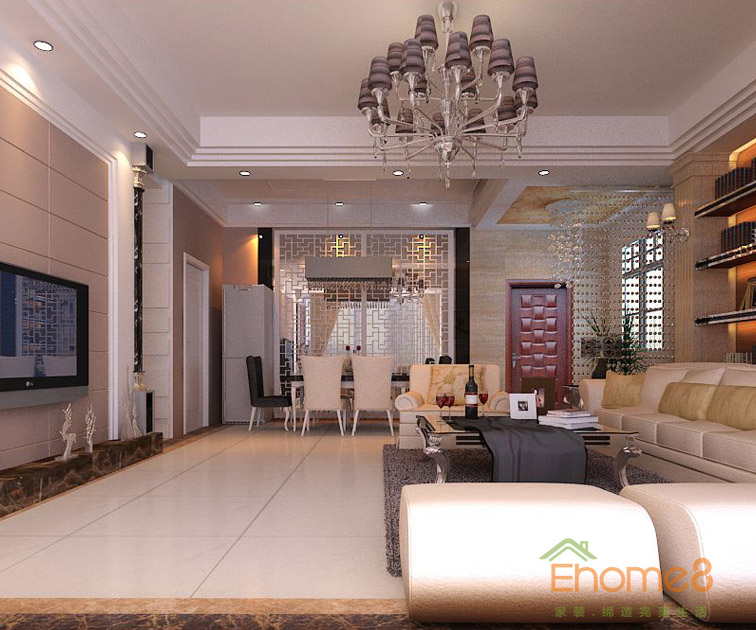 82㎡兩房一廳歐式風(fēng)格客廳裝修效果圖9